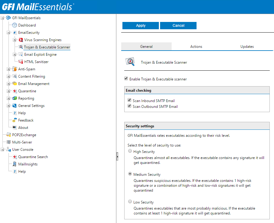 Protection against email exploits and Trojans